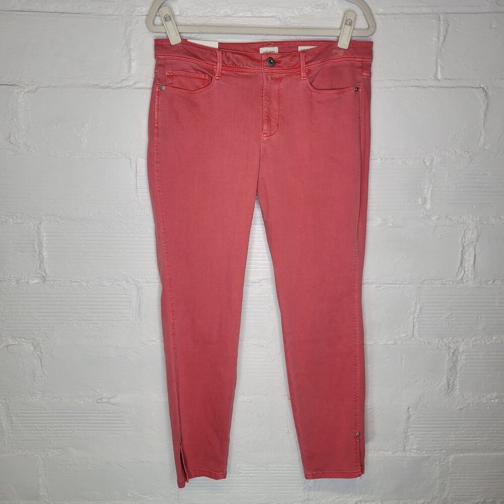 J. Jill Women's Size 10 Jeans Slim Ankle Authentic Fit Pink Split Hem
